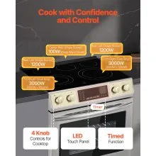 30 in Electric Range Oven 4.8 Cu. Ft. 5 Cooktop Burners Stainless Steel Body