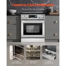 30 in Electric Range Oven 4.8 Cu. Ft. 5 Cooktop Burners Stainless Steel Body