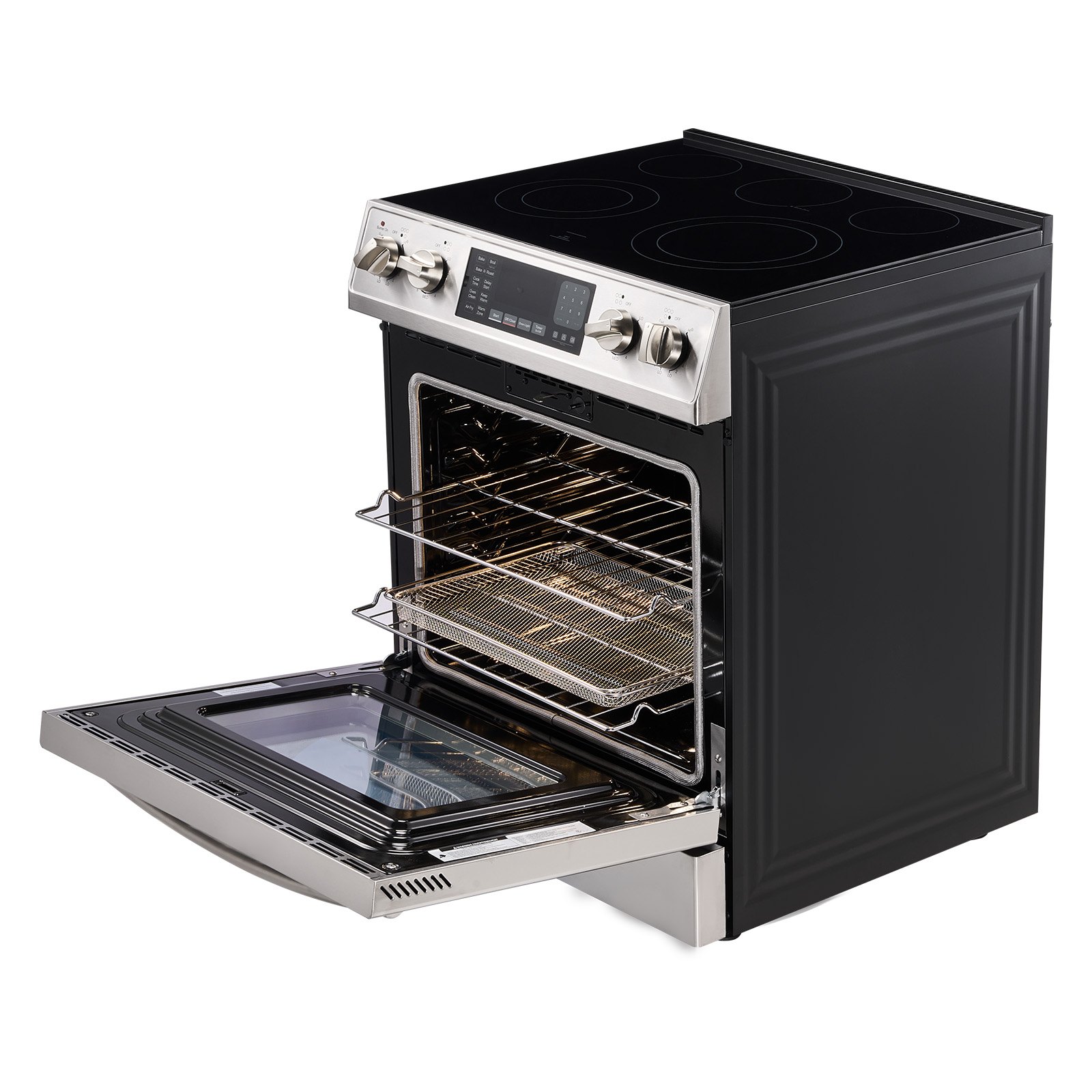 VEVOR 30 in Electric Range Oven, 4.8 Cu. Ft. Capacity Compact Freestanding Oven, Stainless Steel Kitchen Stove, with 5 Burners, Timer, Self-Cleaning, Easy Reach Racks, Storage Drawer(No Power Cord)