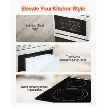 36 in Electric Range Oven 6.0 Cu. Ft. 5 Cooktop Burners Stainless Steel Body