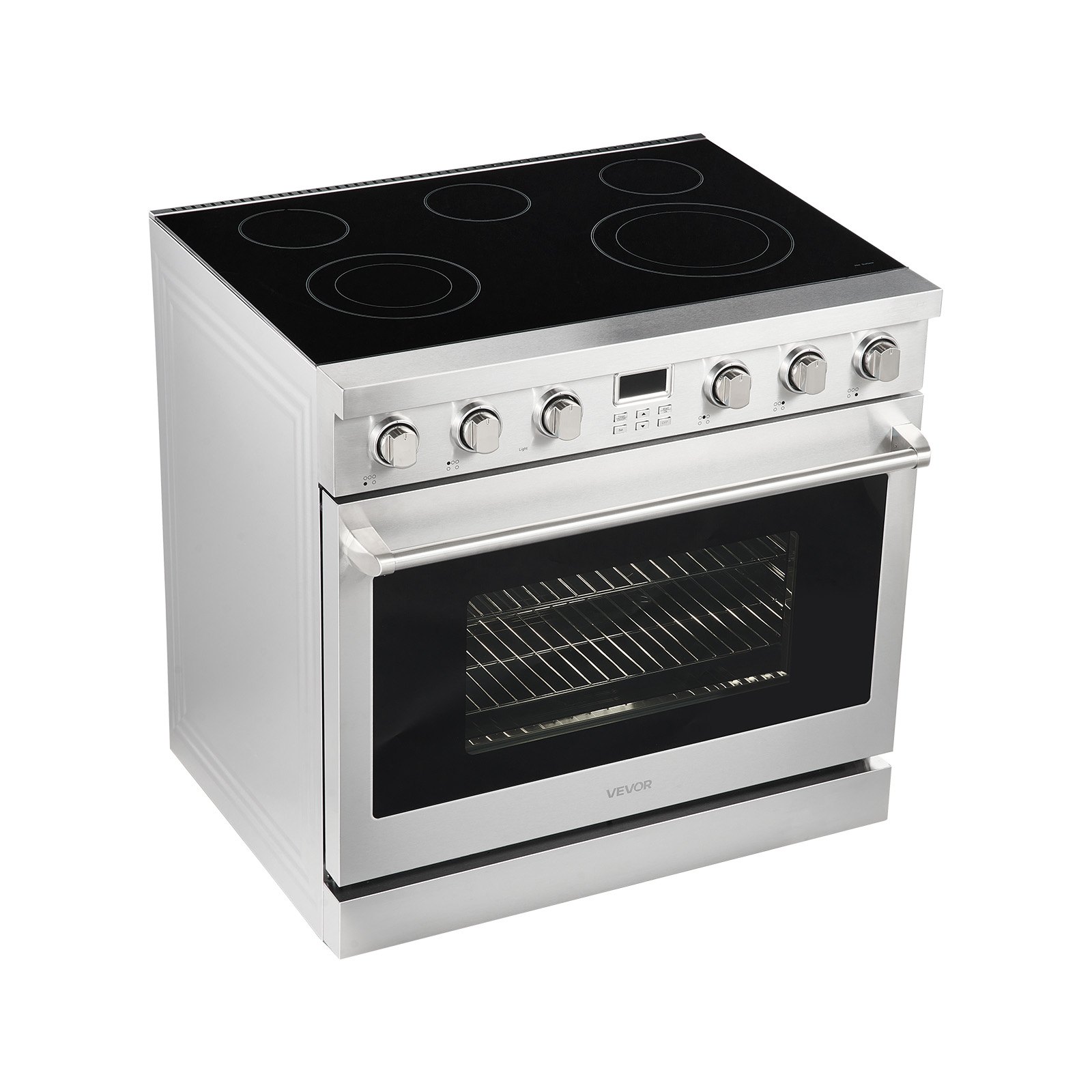 VEVOR 36 in Electric Range Oven, 6.0 Cu. Ft. Capacity Compact Freestanding Oven, Stainless Steel Kitchen Stove, with 5 Burners, Digital Screen Button Control, Easy Reach Racks for RV(No Power Cord)