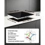 VEVOR Electric Cooktop 60cm 4 Burners Stove Top 6600W 220V No Plug, Ceramic Countertop/Built-in Radiant Electric Stove , with 9 Power Levels, Timer, Child Lock, Over-Heat Guard, Touch Control
