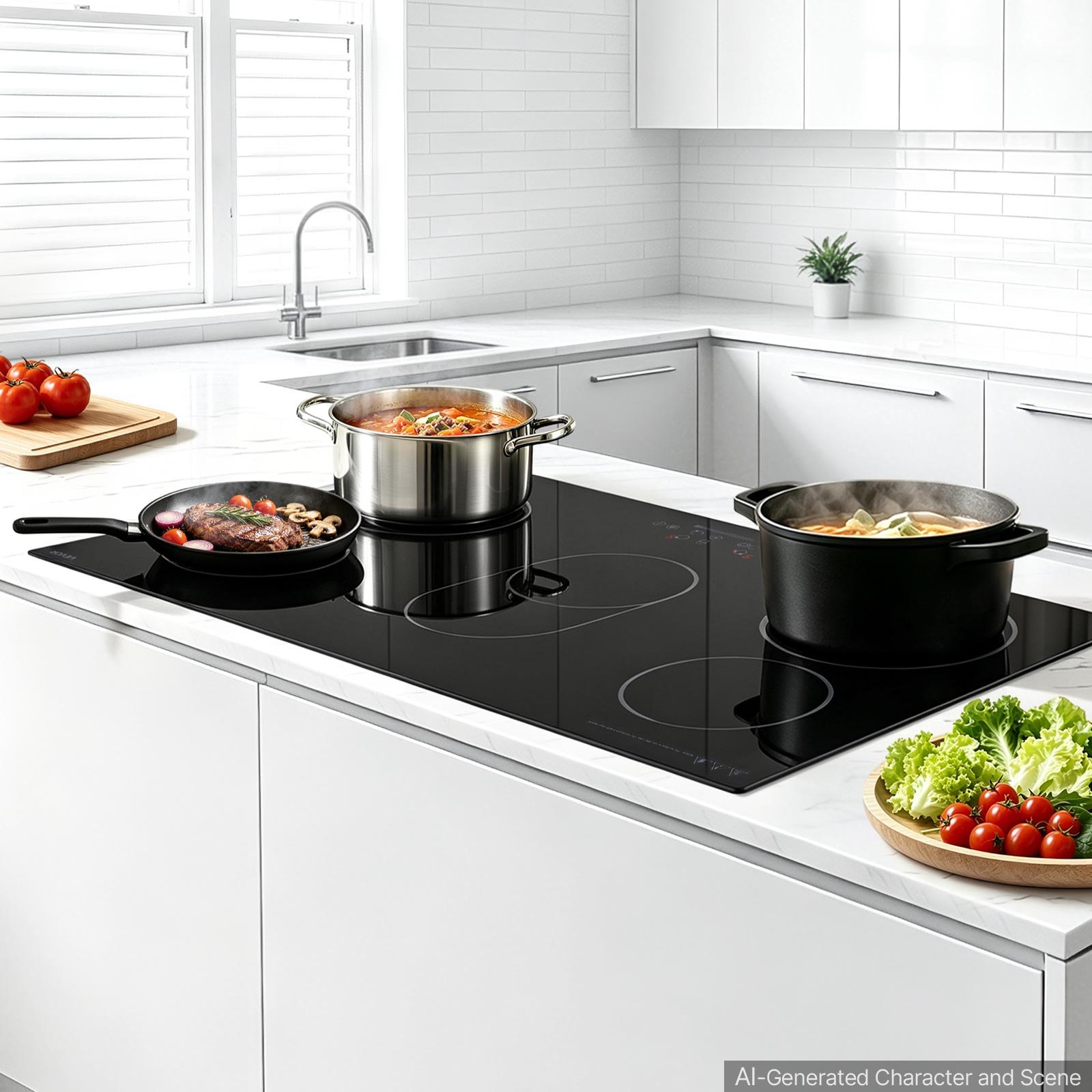 VEVOR Electric Cooktop 36inch 5 Burners Stove Top 8900W 220V No Plug, Ceramic Built-in Radiant Electric Stove , with 9 Power Levels, Timer, Child Lock, Over-Heat Guard, Touch Control