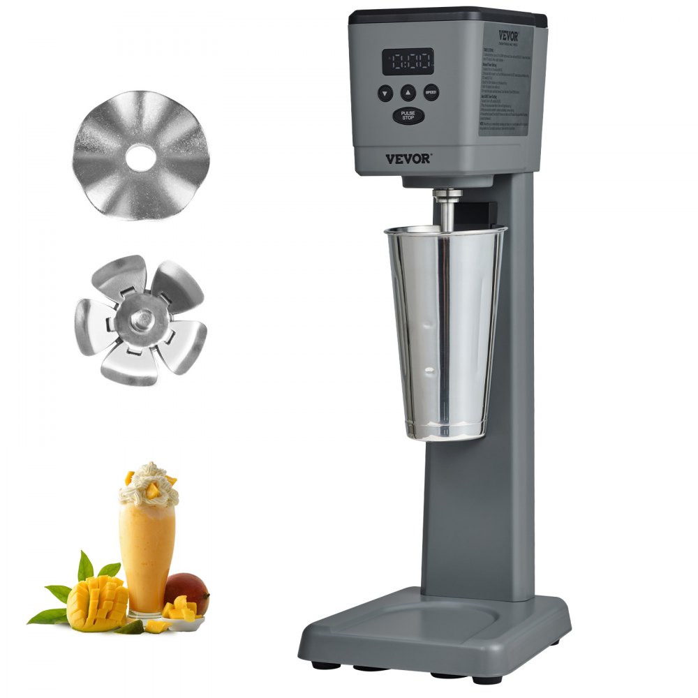 VEVOR Milkshake Maker, 375W Electric Milkshake Machine, Single Head Drink Mixer Blender Machine, LED Intelligent Microswitch, 3-Speed Milkshake Mixer with 820 ml Stainless Steel Cup