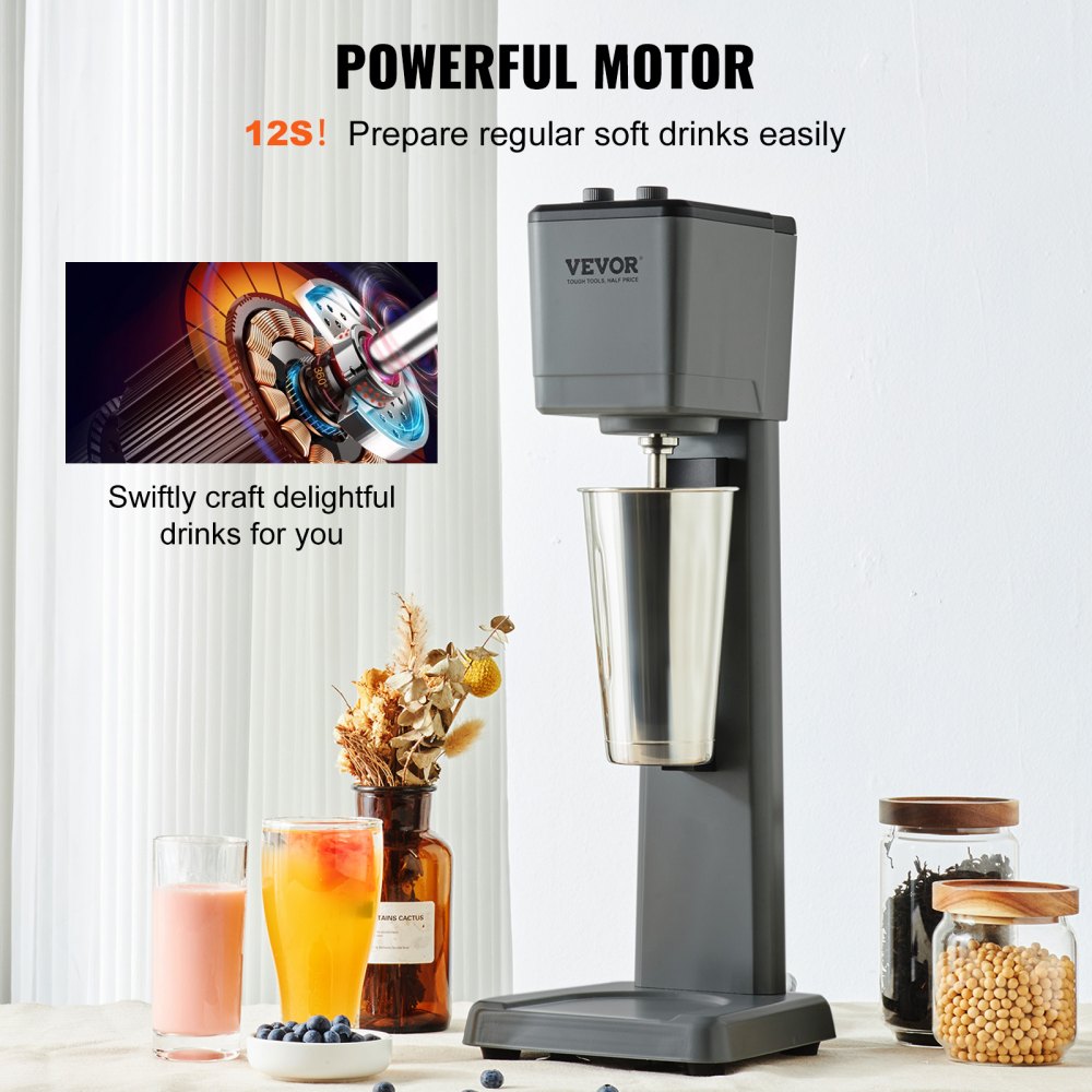 VEVOR Milkshake Maker Mixer Machine 250W Stainless Steel Drink Tea Milk Blender