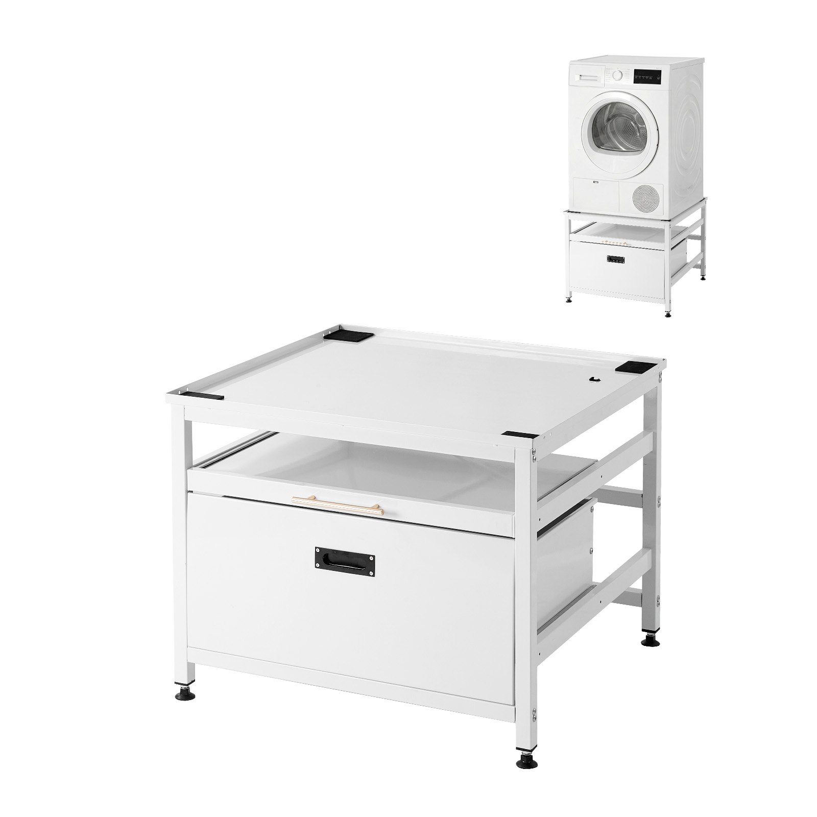 VEVOR Laundry Pedestal, 23 in Height, 29 x 29 in Washer and Dryer Pedestals with Pull-out Tray and Storage Space, 700 lbs Load Capacity, Non-Slip Feet Washing Machine Stand Universal Fit, White