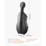 VEVOR 4/4 Full Size Cello Case, Composite Carbon Fiber, Lightweight Portable Travel Carrying Bag, with Plush Lining, Dual Shoulder Straps, Anti-Scratch, Professional Cello-Shape, for Cello, Black