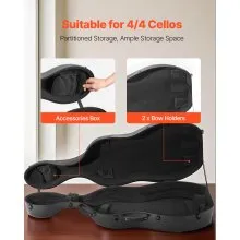 VEVOR Portable Composite Carbon Fiber 4/4 Full Size Cello Case Carrying Bag