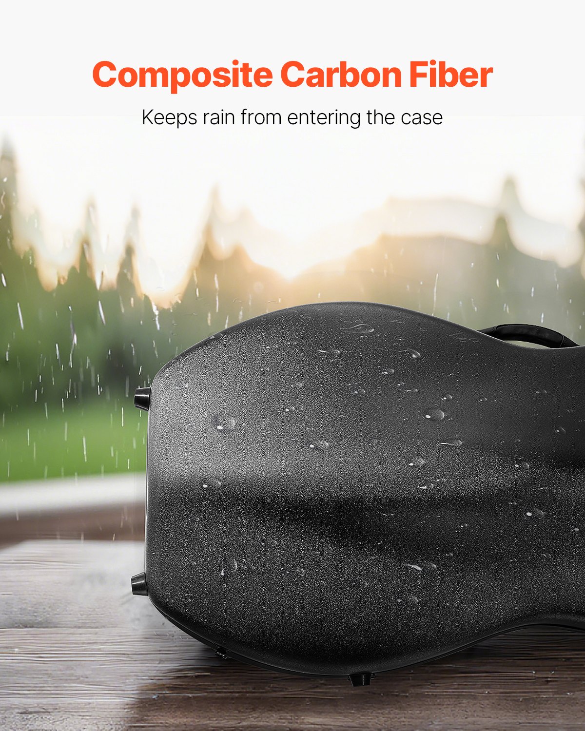 VEVOR 4/4 Full Size Cello Case, Composite Carbon Fiber, Lightweight Portable Travel Carrying Bag, with Plush Lining, Dual Shoulder Straps, Anti-Scratch, Professional Cello-Shape, for Cello, Black