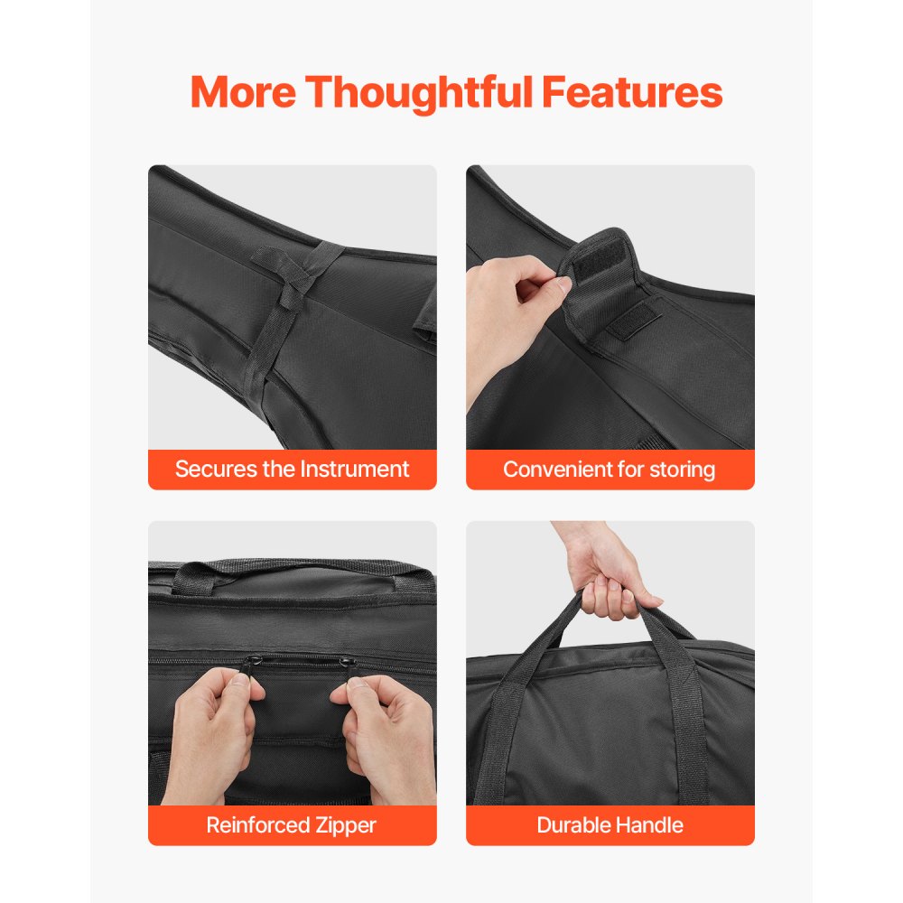 VEVOR 4/4 Full Size Cello Case, Nylon Waterproof, Lightweight Portable Travel Carrying Bag, with Reinforced Handle, Dual Shoulder Straps, Anti-Scratch, Professional Cello-Shape, for Cello, Black