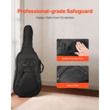 Portable Composite Carbon Fiber 4/4 Full Size Violin Case Black Carrying Bag