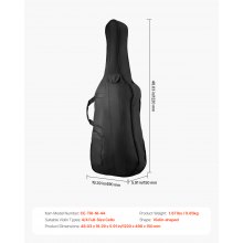 Portable Composite Carbon Fiber 4/4 Full Size Violin Case Black Carrying Bag