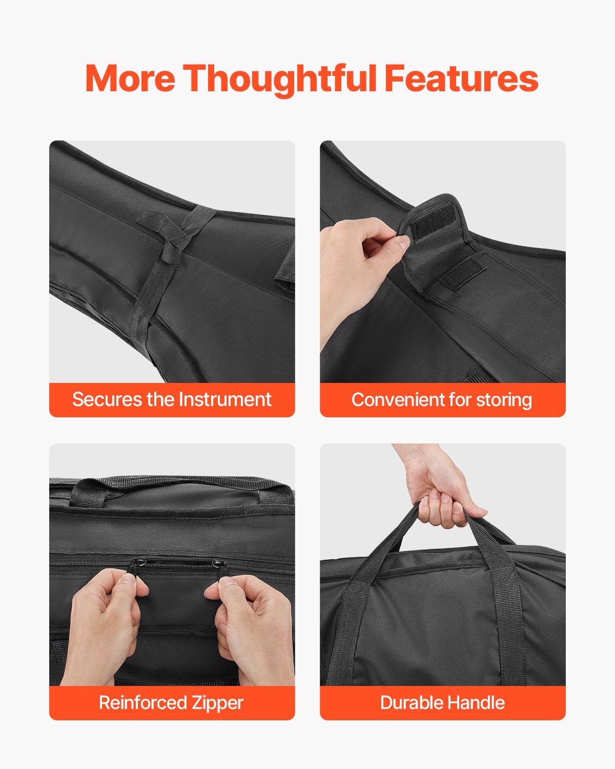 VEVOR 4/4 Full Size Cello Case, Nylon Waterproof, Lightweight Portable Travel Carrying Bag, with Reinforced Handle, Dual Shoulder Straps, Anti-Scratch, Professional Cello-Shape, for Cello, Black