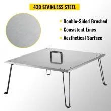 VEVOR Fire Pit Heat Deflector Fire Pit Pan Cover Stainless Steel Foldable Legs