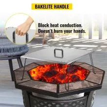 VEVOR Fire Pit Heat Deflector Fire Pit Pan Cover Stainless Steel Foldable Legs