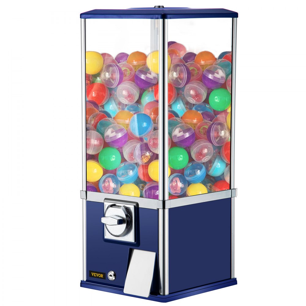 VEVOR Vending Machine, 25.2" Height Candy Gumball Machine, Huge Load Capacity Gumball Bank, Candy Vending Machine for 1.8"-2.2" Gadgets, Perfect for Game Stores and Retail Stores Vintage Style Blue