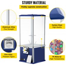 VEVOR Vending Machine, 25.2" Height Candy Gumball Machine, Huge Load Capacity Gumball Bank, Candy Vending Machine for 1.8"-2.2" Gadgets, Perfect for Game Stores and Retail Stores Vintage Style Blue