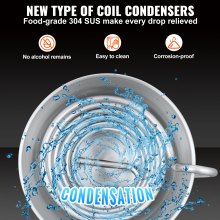 VEVOR 3 Gal 10L vanndestilleri, hjemmedestillerisett inkluderer 304 rustfritt stålrør og sirkulasjonspumpe og innebygd termometer og eksosport for gjør-det-selv