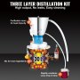 VEVOR Water Alcohol Distiller, 6.7 Gal/30 L, 304 Stainless Steel Still with 6-Lap Coil, Home Distillery Kit with 5 Kg Output per Time, with Thermometer Vinometer Pump, for Whiskey Brandy Essential Oil