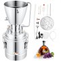 VEVOR Water Alcohol Distiller, 6.7 Gal/30 L, 304 Stainless Steel Still with 6-Lap Coil, Home Distillery Kit with 5 Kg Output per Time, with Thermometer Vinometer Pump, for Whiskey Brandy Essential Oil