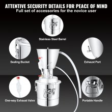 VEVOR Water Distiller, 8 Gal/30 L, 304 Stainless Steel Still with 6-Lap Coil, Home Distillery Kit με απόδοση 5 Kg ανά φορά, με θερμόμετρο βινομετρική αντλία, για αιθέρια έλαια