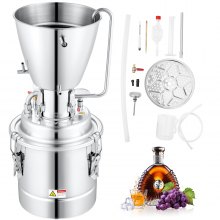 VEVOR Water Distiller, 8 Gal/30 L, 304 Stainless Steel Still with 6-Lap Coil, Home Distillery Kit with 5 Kg Output per Time, with Thermometer Vinometer Pump, for Essential Oil