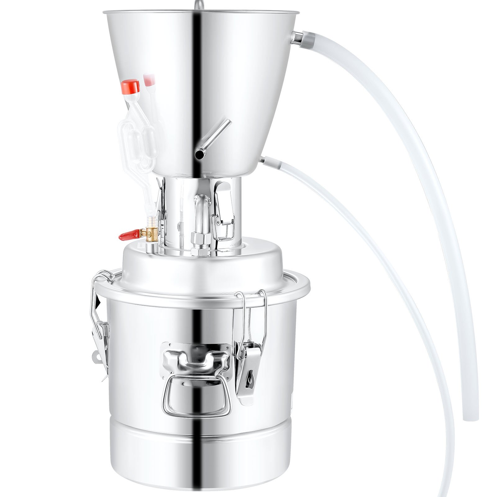VEVOR Water Alcohol Distiller, 6.7 Gal/30 L, 304 Stainless Steel Still with 6-Lap Coil, Home Distillery Kit with 5 Kg Output per Time, with Thermometer Vinometer Pump, for Whiskey Brandy Essential Oil