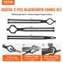 VEVOR Blacksmith Tongs, 18” 3 PCS, V-Bit Bolt Tongs, Wolf Jaw Tongs and Z V-Bit Tongs, Carbon Steel Forge Tongs with A3 Steel Rivets, for Beginner and Seasoned Blacksmiths, Bladesmiths and Craftsmen