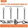 VEVOR Blacksmith Tongs, 45.7 cm 4 PCS, V-Bit Bolt Tongs, Wolf Jaw Tongs, Z V-Bit Tongs and Gripping Tongs, Carbon Steel Forge Tongs with A3 Steel Rivets, for Beginner and Seasoned Blacksmiths, Bladesmiths
