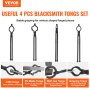 VEVOR Blacksmith Tongs, 18” 4 PCS, V-Bit Bolt Tongs, Wolf Jaw Tongs, Z V-Bit Tongs and Gripping Tongs, Carbon Steel Forge Tongs with A3 Steel Rivets, for Beginner and Seasoned Blacksmiths, Bladesmiths