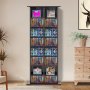 Gabinete de almacenamiento multimedia VEVOR, estante para DVD de 8 capas con capacidad para 464 CD, estantes ajustables para CD, 16 compartimentos, protege y organiza colecciones de música, películas, videojuegos o recuerdos, color espresso