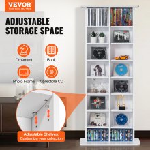 VEVOR Media Storage Cabinet 8 Layers Adjustable DVD Shelves Holds 464 CDs White