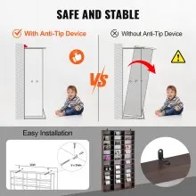 VEVOR Media Storage Cabinet, 12-Layer DVD Shelf Holds 1080 CDs, Adjustable CD Shelves 36 Compartments, Protects & Organizes Music, Movie, Video Games or Memorabilia Collections,  Nut-brown