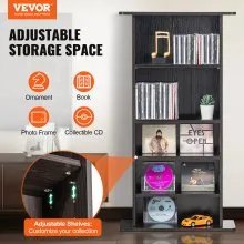 VEVOR Media Storage Cabinet 5 Layers Adjustable DVD Shelves 240 CDs Espresso