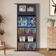 VEVOR Media Storage Cabinet 5 Layers Adjustable DVD Shelves 240 CDs Espresso