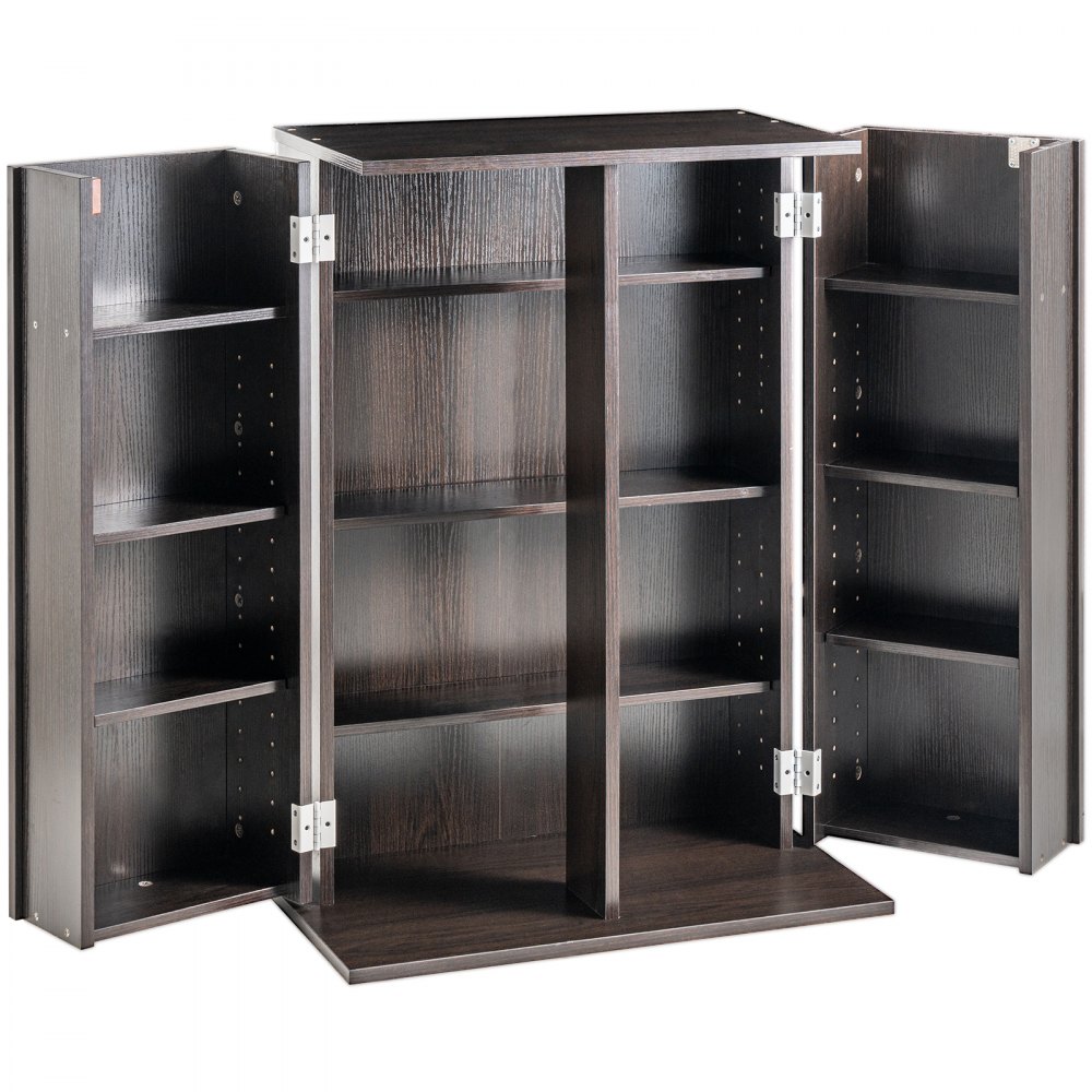 VEVOR Media Storage Cabinet 4 Layers Adjustable DVD Shelves 576 CDs Espresso