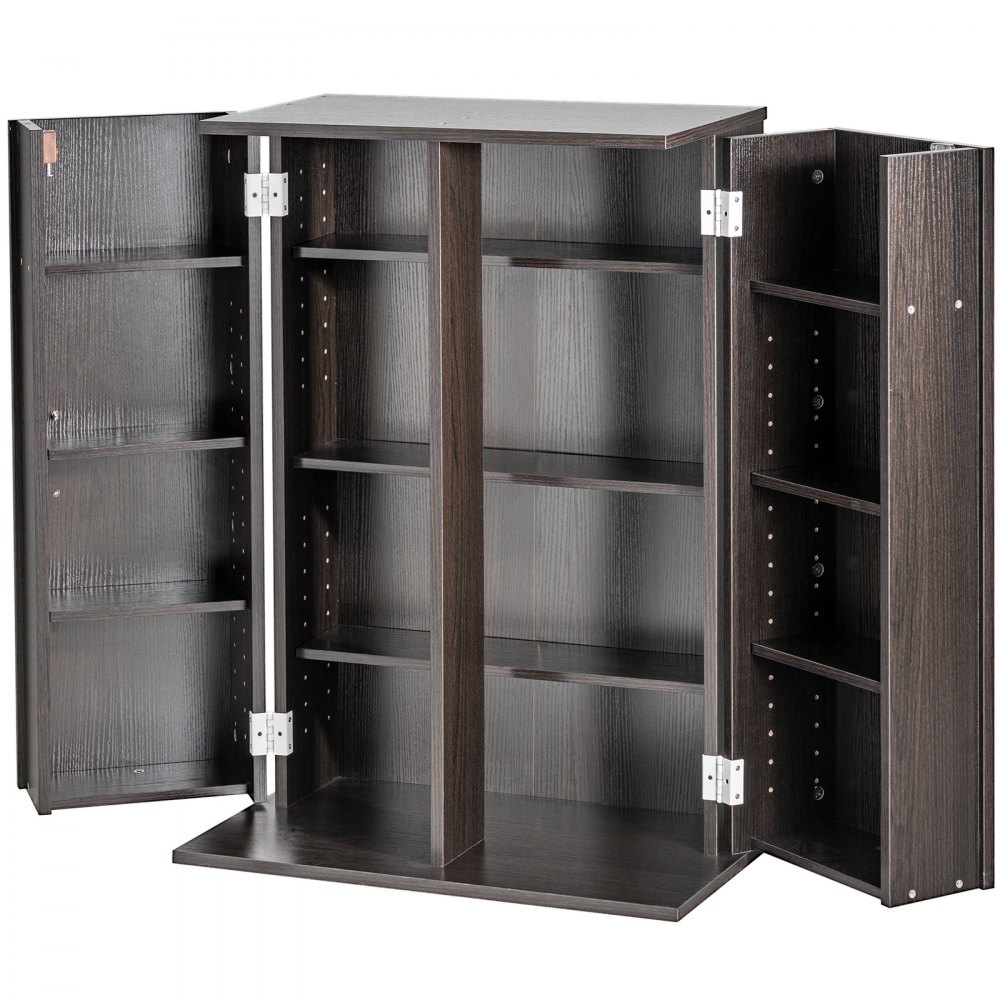 VEVOR Media Storage Cabinet 4 Layers Adjustable DVD Shelves 576 CDs Espresso