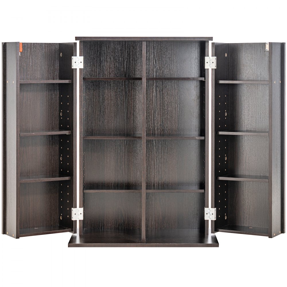 VEVOR Media Storage Cabinet 4 Layers Adjustable DVD Shelves 576 CDs Espresso