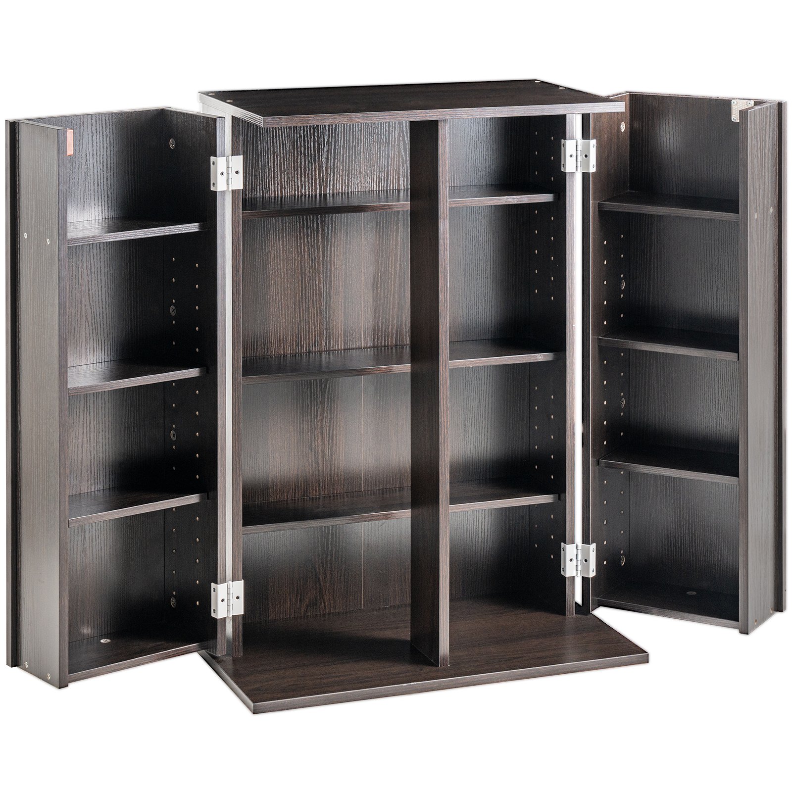 VEVOR Media Storage Cabinet 4 Layers Adjustable DVD Shelves 576 CDs Espresso