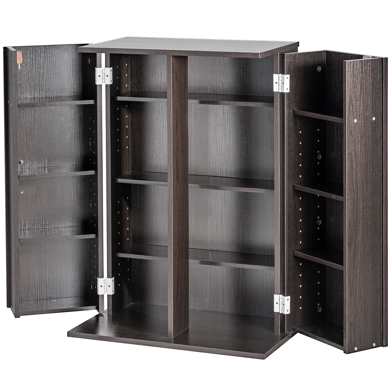 VEVOR Media Storage Cabinet 4 Layers Adjustable DVD Shelves 576 CDs Espresso