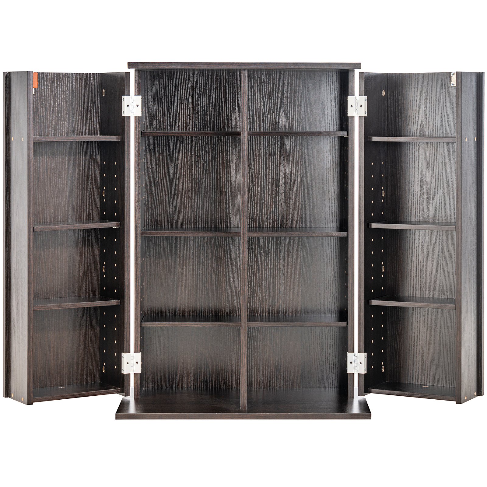 VEVOR Media Storage Cabinet 4 Layers Adjustable DVD Shelves 576 CDs Espresso