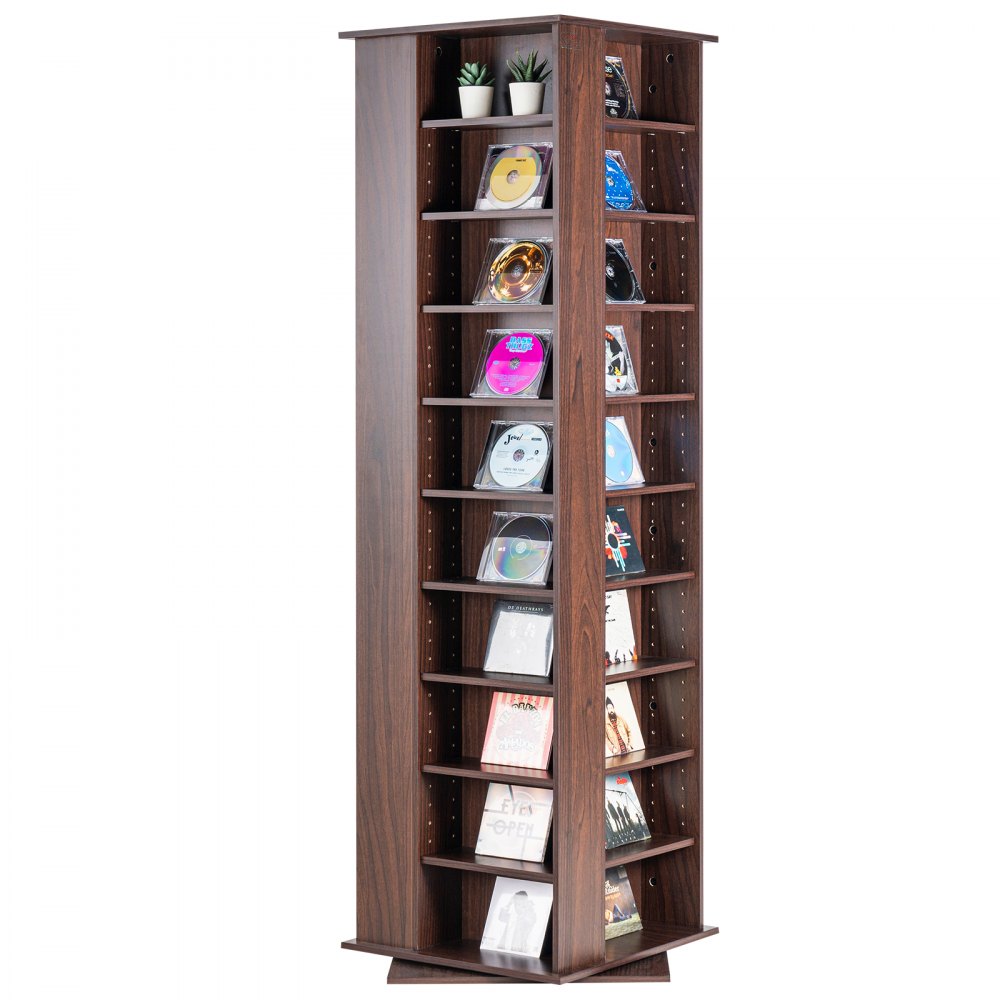 VEVOR Media Storage Cabinet, Rotating Media Tower, Holds up to 1040 CDs, Protects & Organizes Music, Movie, Video Games or Memorabilia Collections- Espresso