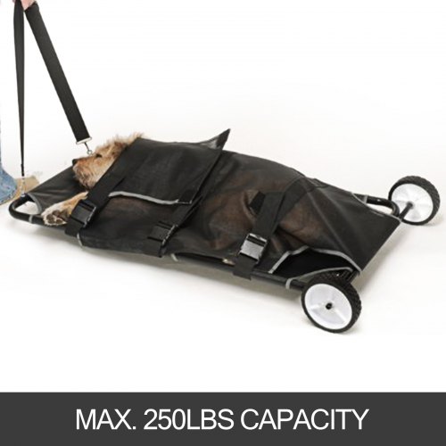 VEVOR Animal Stretcher, 45 x 25 Inch Max. 250 lbs Capacity, Dog Transport Pet Trolley with Wheels, Veterinary Apply for Large Pets, Black