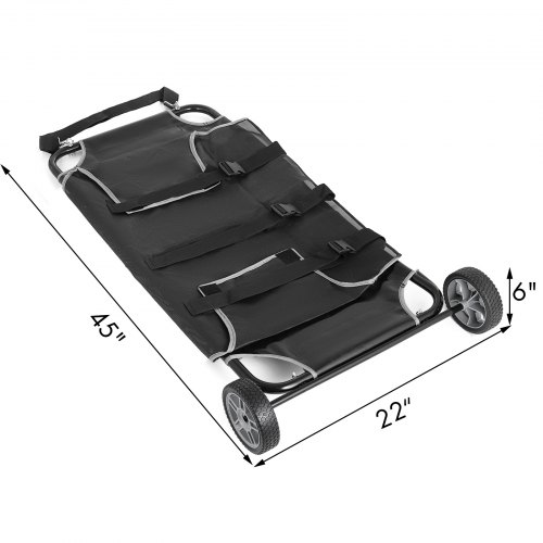 VEVOR Animal Stretcher, 45 x 25 Inch Max. 250 lbs Capacity, Dog Transport Pet Trolley with Wheels, Veterinary Apply for Large Pets, Black