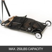 Camilla para animales VEVOR, 45 x 25 pulgadas máx. Capacidad de 250 libras, carrito para mascotas con ruedas, uso veterinario para mascotas grandes, negro