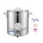 VEVOR Stainless Steel Kettle, 5 GALLON Brewing Pot, Tri Ply Bottom for Beer, Brew Kettle Pot for Beer Brewing, Home Brewing Supplies Includes Lid, Handle, Thermometer, Ball Valve Spigot
