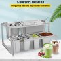 VEVOR Expandable Spice Rack, 13.8"-23.6" Adjustable, 2-Tier Stainless Steel Organizer Shelf with 3 1/9 Pans 2 1/6 Pans 1 1/3 Pan 6 Ladles, Countertop Inclined Holder for Sauce Ingredients Fruits