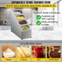 VEVOR Spice Rack Shelf, Four Rows, Stainless Steel Organizer Stand with Four 1/9 Pans and Four Ladles, Countertop Inclined Holder for Seasoning Sauce Jam Fruits Ingredients, for Kitchen Pantry Use