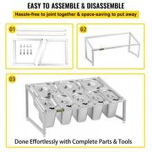 VEVOR Expandable Spice Rack, 13.8"-23.6" Adjustable, 2-Tier Stainless Steel Organizer Shelf with 5 1/9 Pans 3 1/6 Pans, Heavy Duty Countertop Inclined Holder for Sauce Ingredients Fruits Restaurants