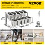 VEVOR Expandable Spice Rack, 13.8"-23.6" Adjustable, 2-Tier Stainless Steel Organizer Shelf with 10 1/9 Pans 10 Ladles, Countertop Inclined Holder for Sauce Ingredients Fruits, for Kitchen Pantry Use